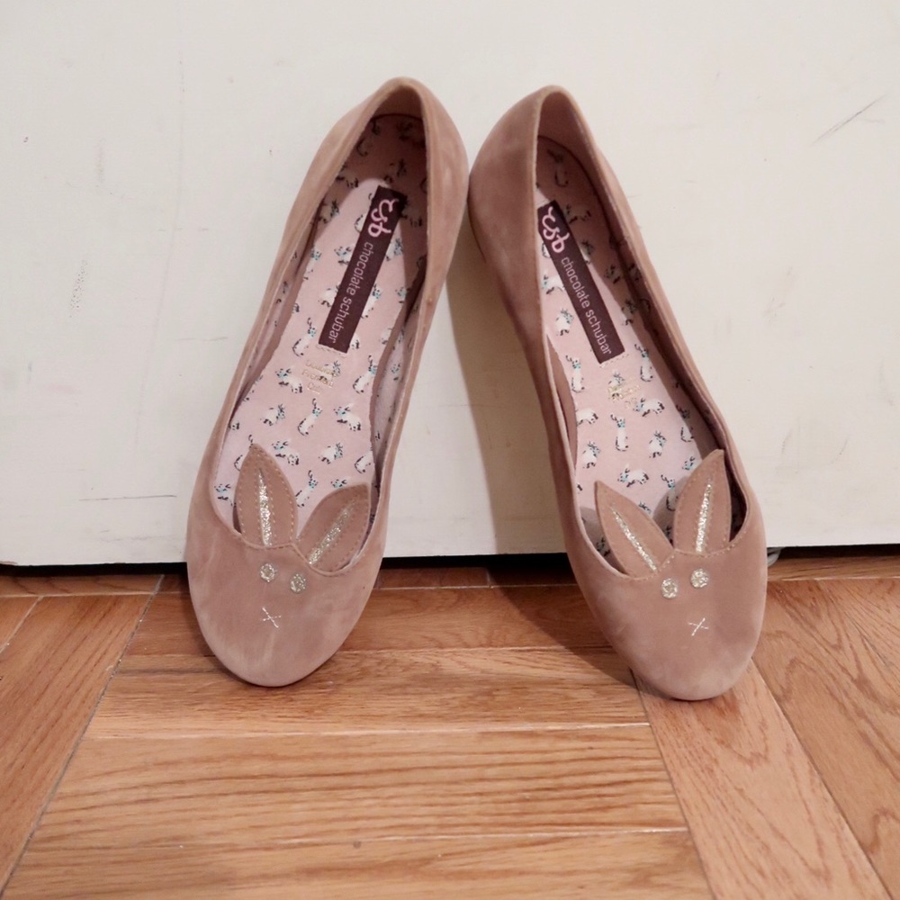 Bunny flat beige cream shoes leather glitter
